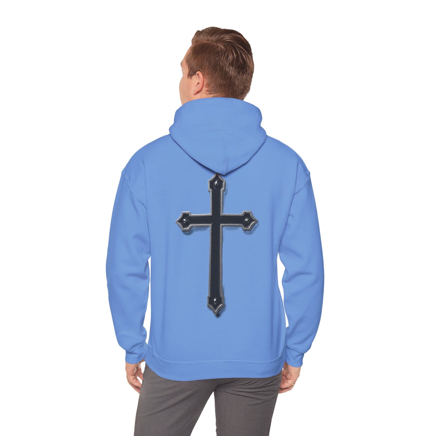 Warrior’s Black Cross Men’s Hoodie – Front & Back Christian Apparel | Ephesians 6:11
