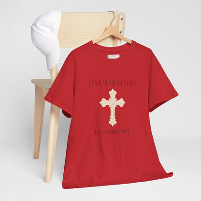 Confess. Believe. Be Saved. – Men’s Jesus Is Lord Tee (Romans 10:9) (White Lettering)