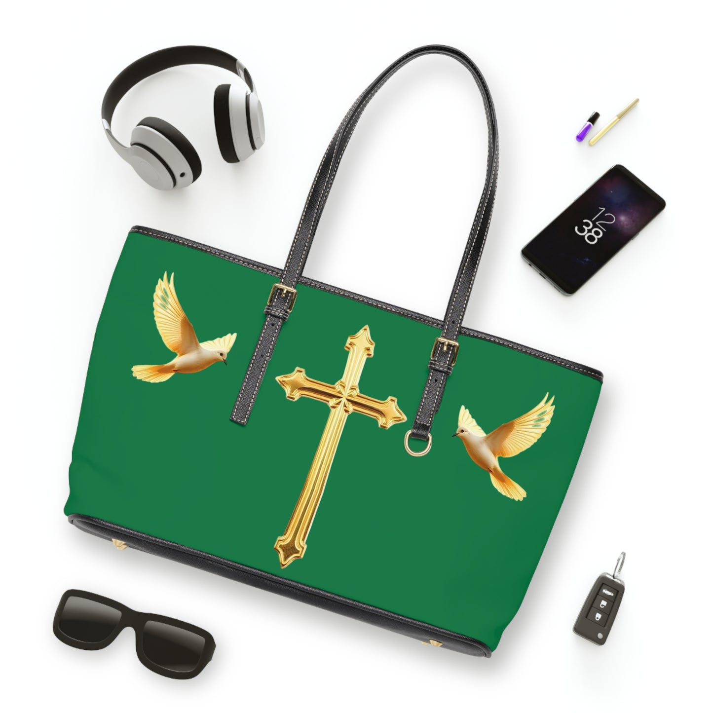 Faith, Peace, and Renewal Shoulder Bag in Green