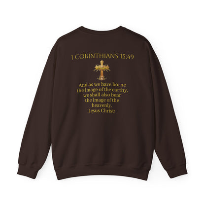 Becoming Women’s Faith Sweatshirt – Light Lettering (1 Corinthians 15:49)