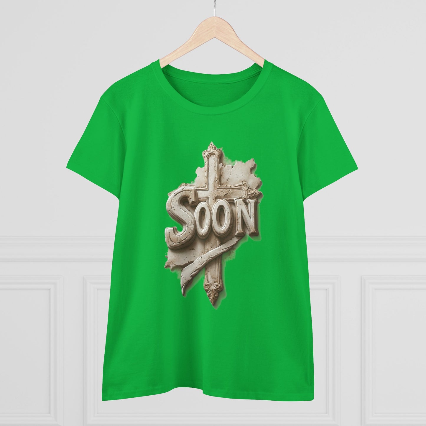 “Soon” Cross Women’s Christian Tee – Bold Faith Made Beautiful