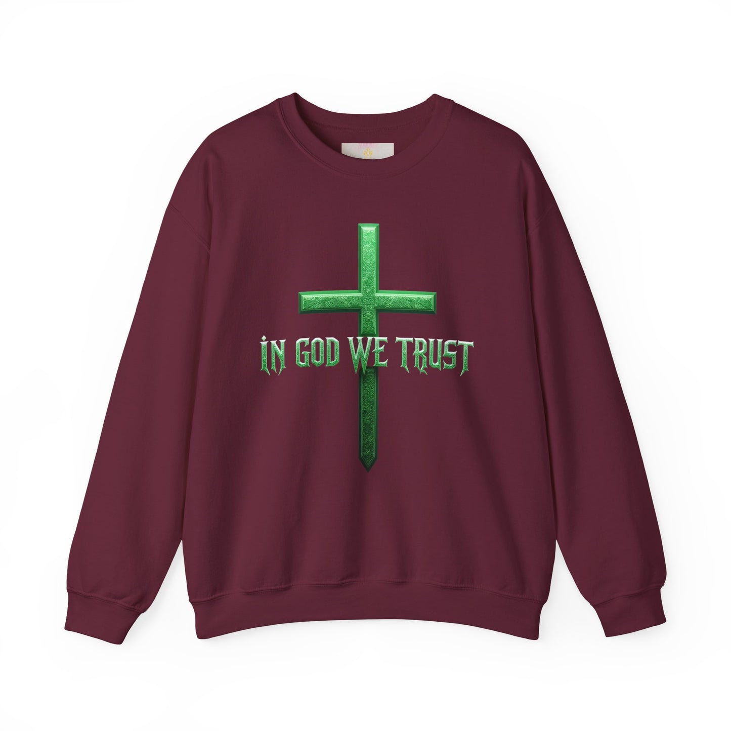 Rooted in Trust – Women’s “In God We Trust” Christian Sweatshirt with Cross
