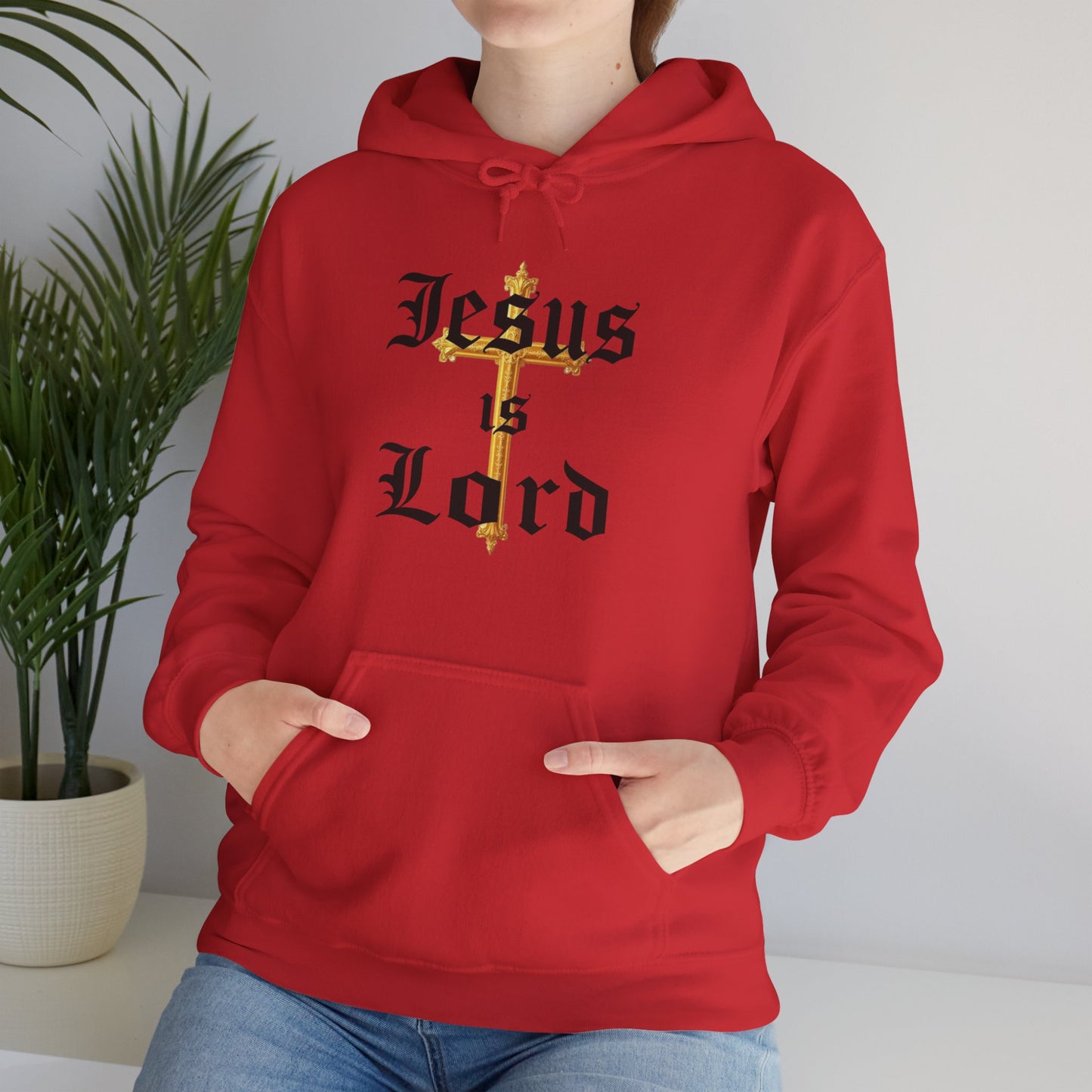 Women’s “Jesus is Lord” Christian Hoodie – Faith Statement Pullover with Cross