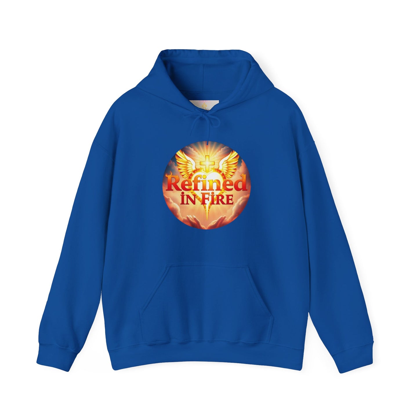 “Refined in Fire” Christian Hoodie – Bold Flame Design Faith Pullover