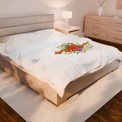 Blooming Faith: Floral Cross Plush Blanket