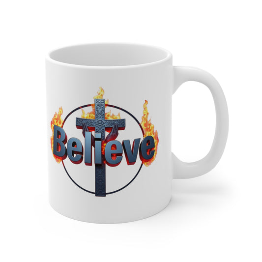 Bold 'Believe' Christian Coffee Mug – 11oz & 15oz Ceramic Faith Mug