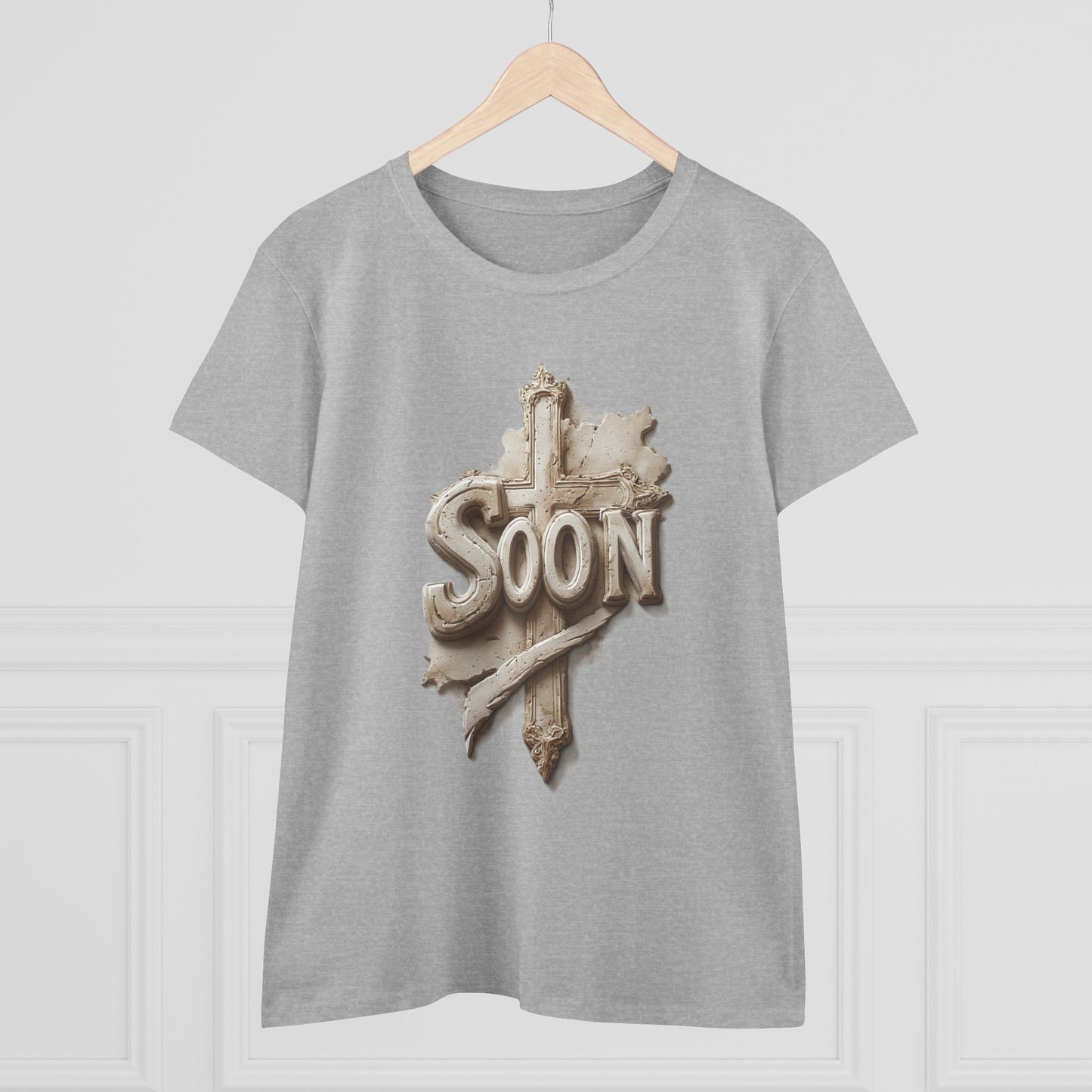 “Soon” Cross Women’s Christian Tee – Bold Faith Made Beautiful