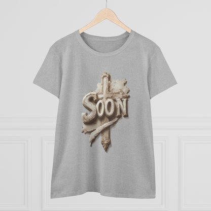 “Soon” Cross Women’s Christian Tee – Bold Faith Made Beautiful
