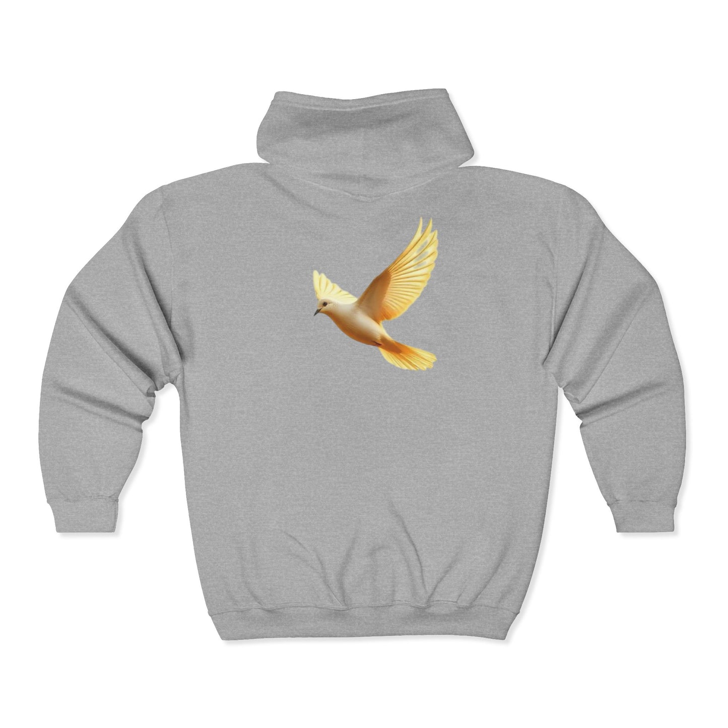 Peaceful Spirit Women's Zip-Up Hoodie with Dove in Flight Design
