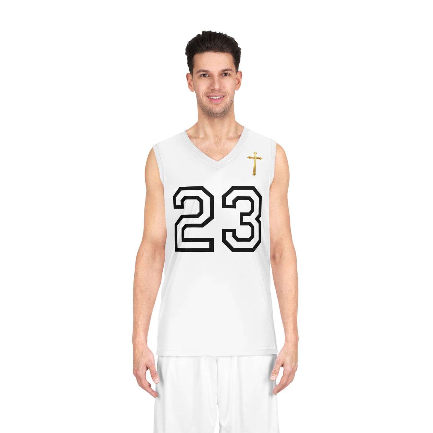 Psalm 23 Men's Basketball Jersey (White) – Faith in Every Play