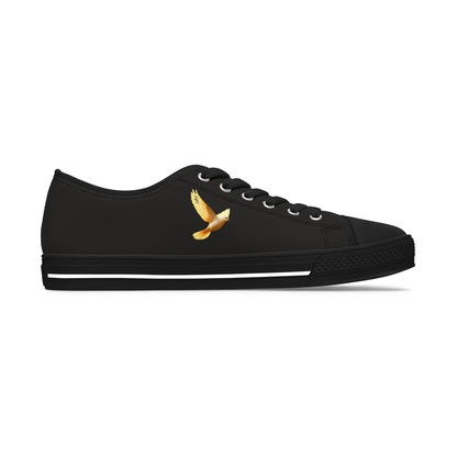 Wings of Peace – Women’s Low-Cut Canvas Shoes in Black with Dove Design