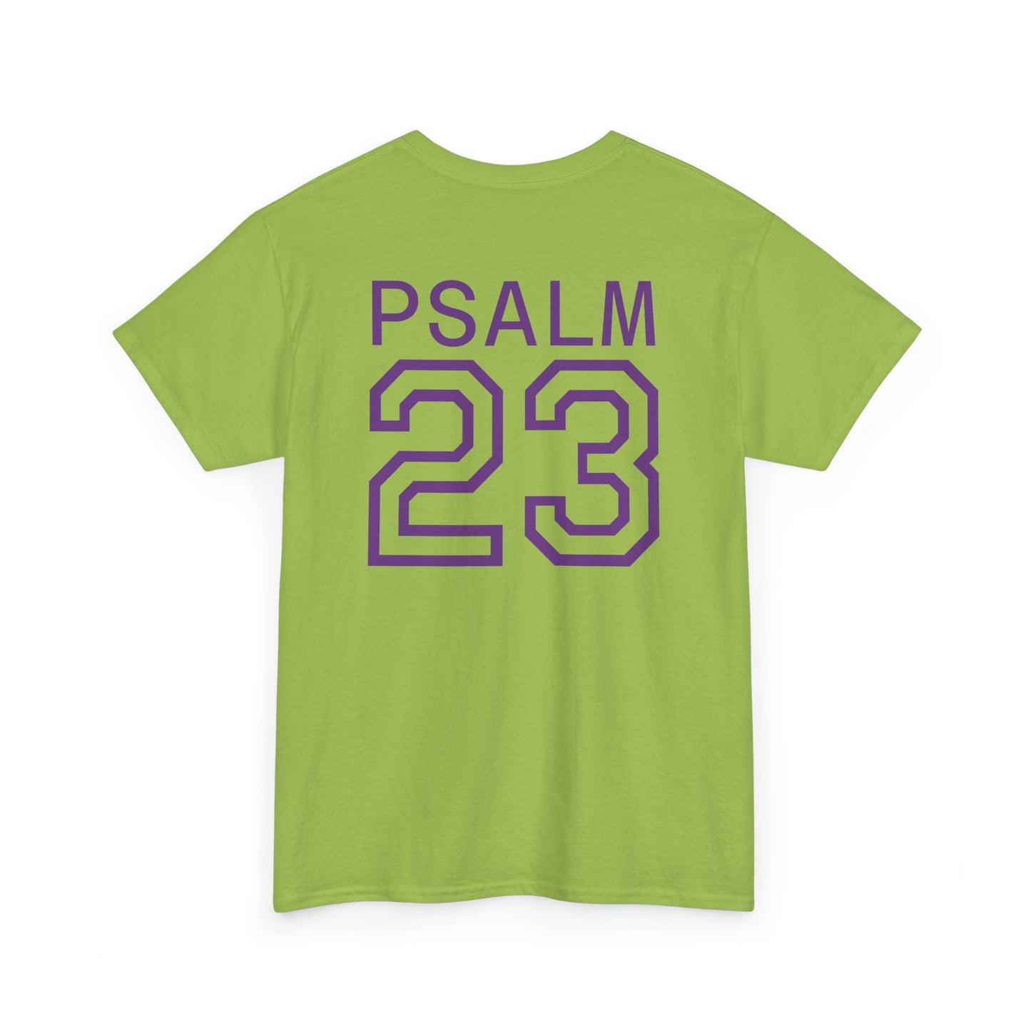 Psalm 23 Men’s T-Shirt – Inspired Sports-Style Shirt (Purple Lettering)