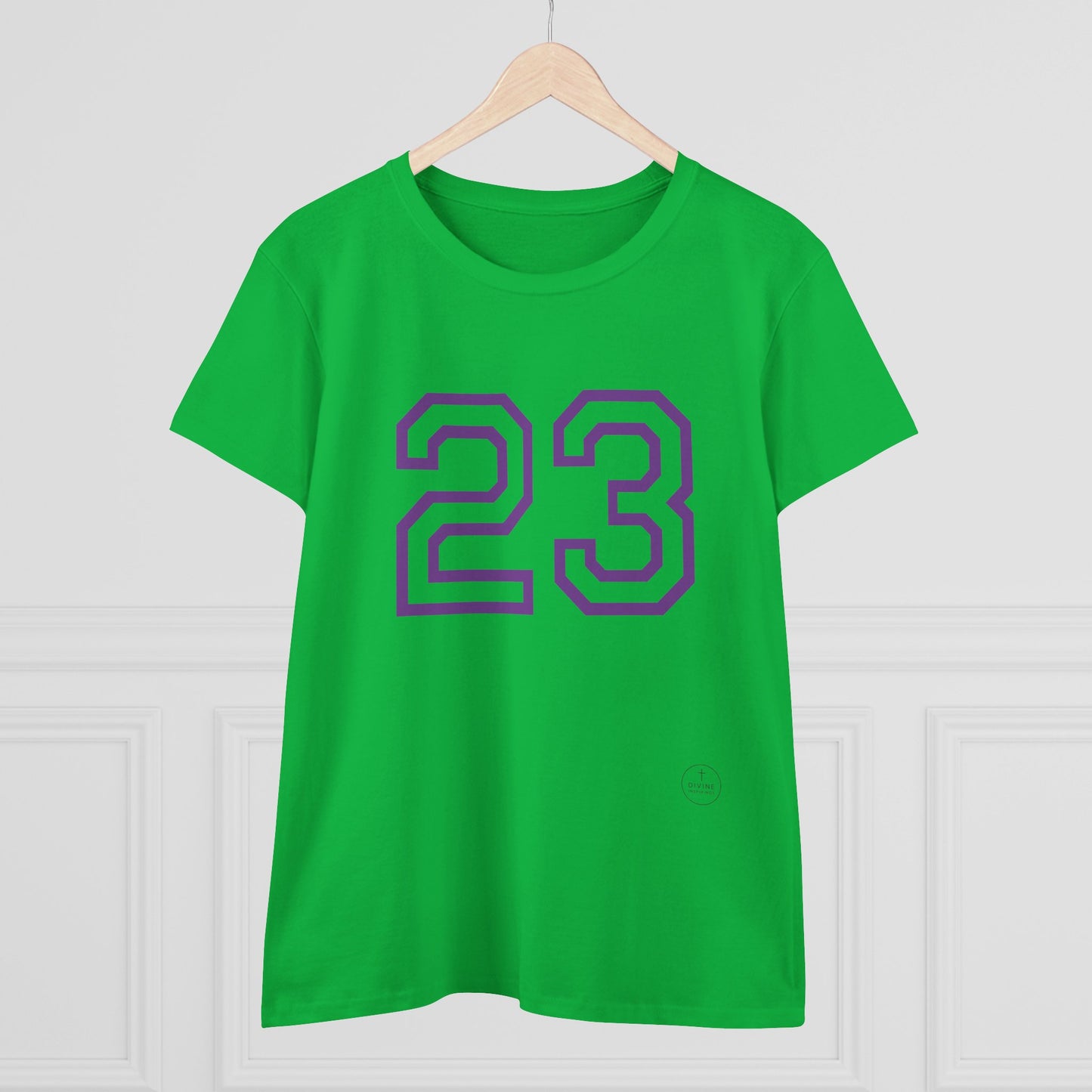 Psalm 23 Women’s Tee – Inspired Sports-Style Shirt (Purple Numbering)