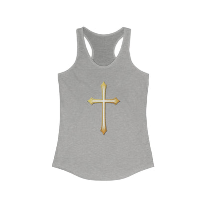Women’s Gold Cross Racerback Tank – Christian Faith Apparel