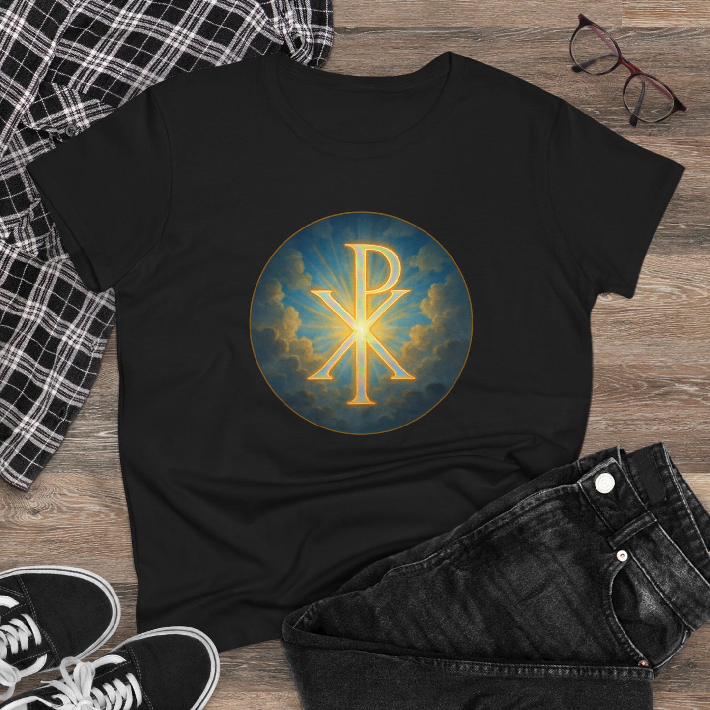 Marked by Majesty – Women’s Tee with Bold Chi Rho Emblem