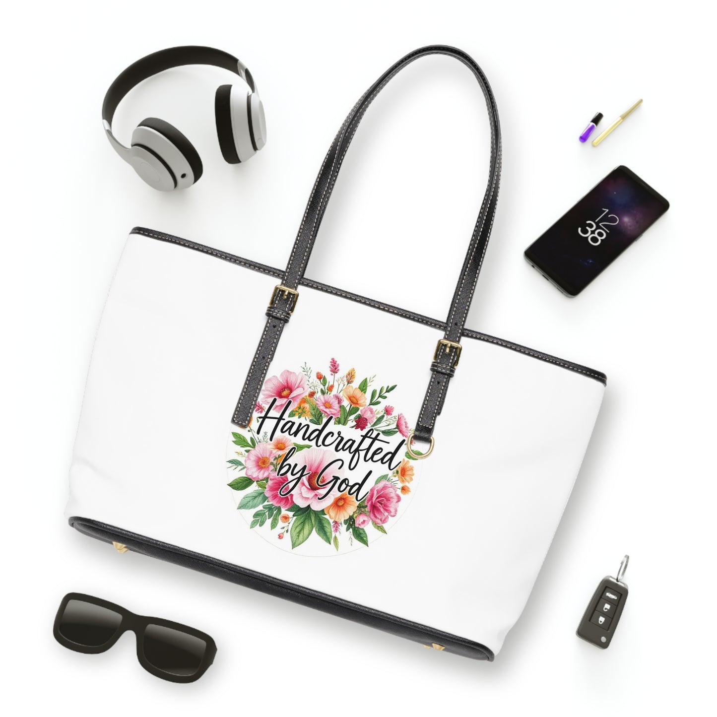 “Handcrafted by God” Floral Faith Shoulder Bag – Uniquely Made with Purpose