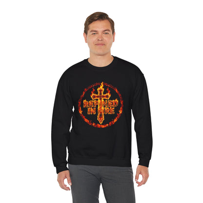Men’s “Refined in Fire” Christian Sweatshirt – Bold Flame Design Pullover
