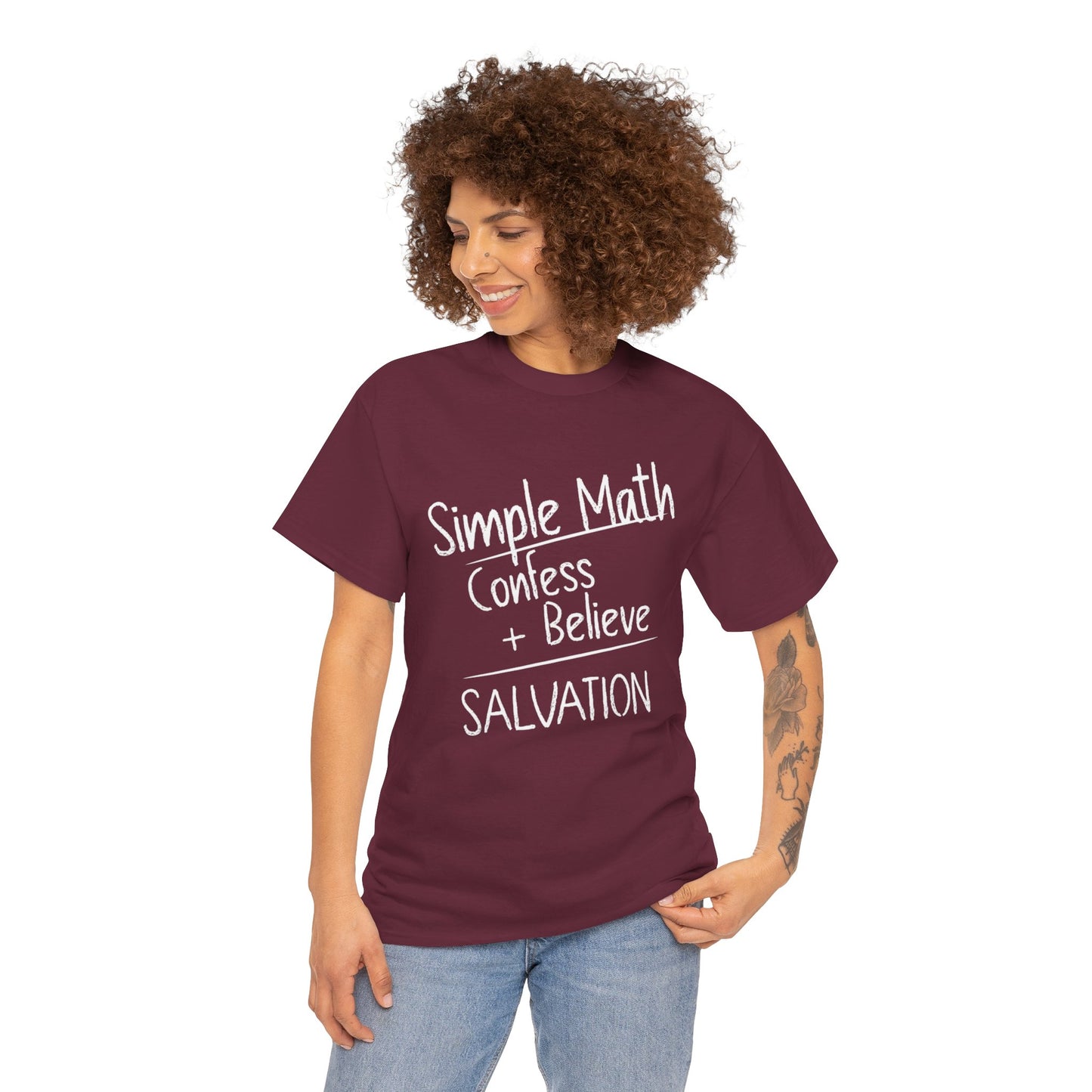 Simple Math of Salvation Women’s Christian T-Shirt (White Chalk)