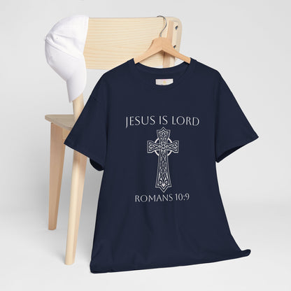 Women's Jesus is Lord Christian T-Shirt – Modern Cross Design (White Lettering)