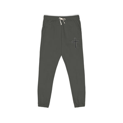Men’s Black Cross Fleece Jogger Pants – Faith-Inspired Comfort & Everyday Style