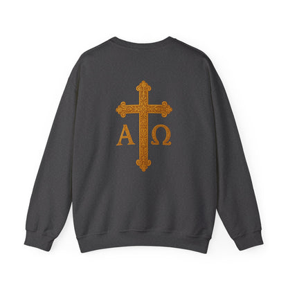 Christ is King – Men’s Christian Sweatshirt with Crowned Lion & Cross