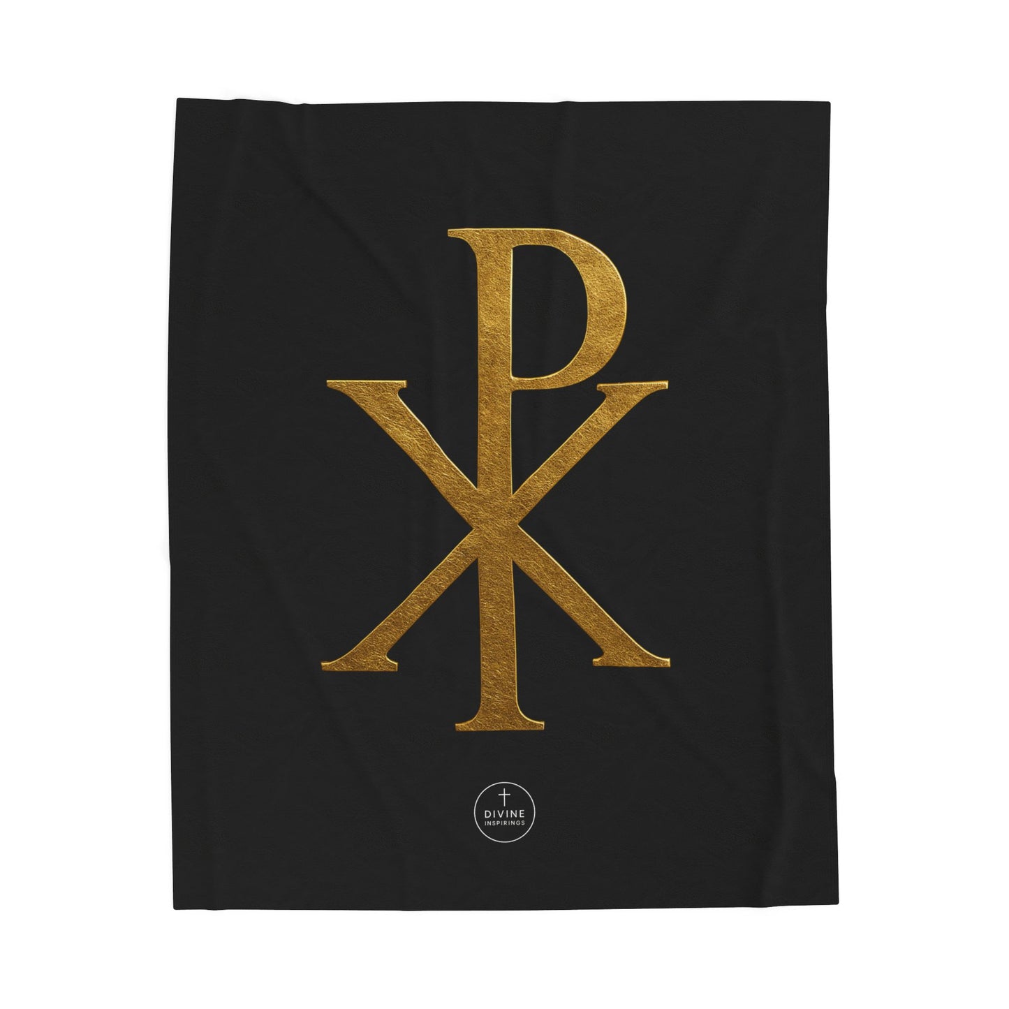 Eternal Glory Plush Blanket – Gold Chi Rho on Black