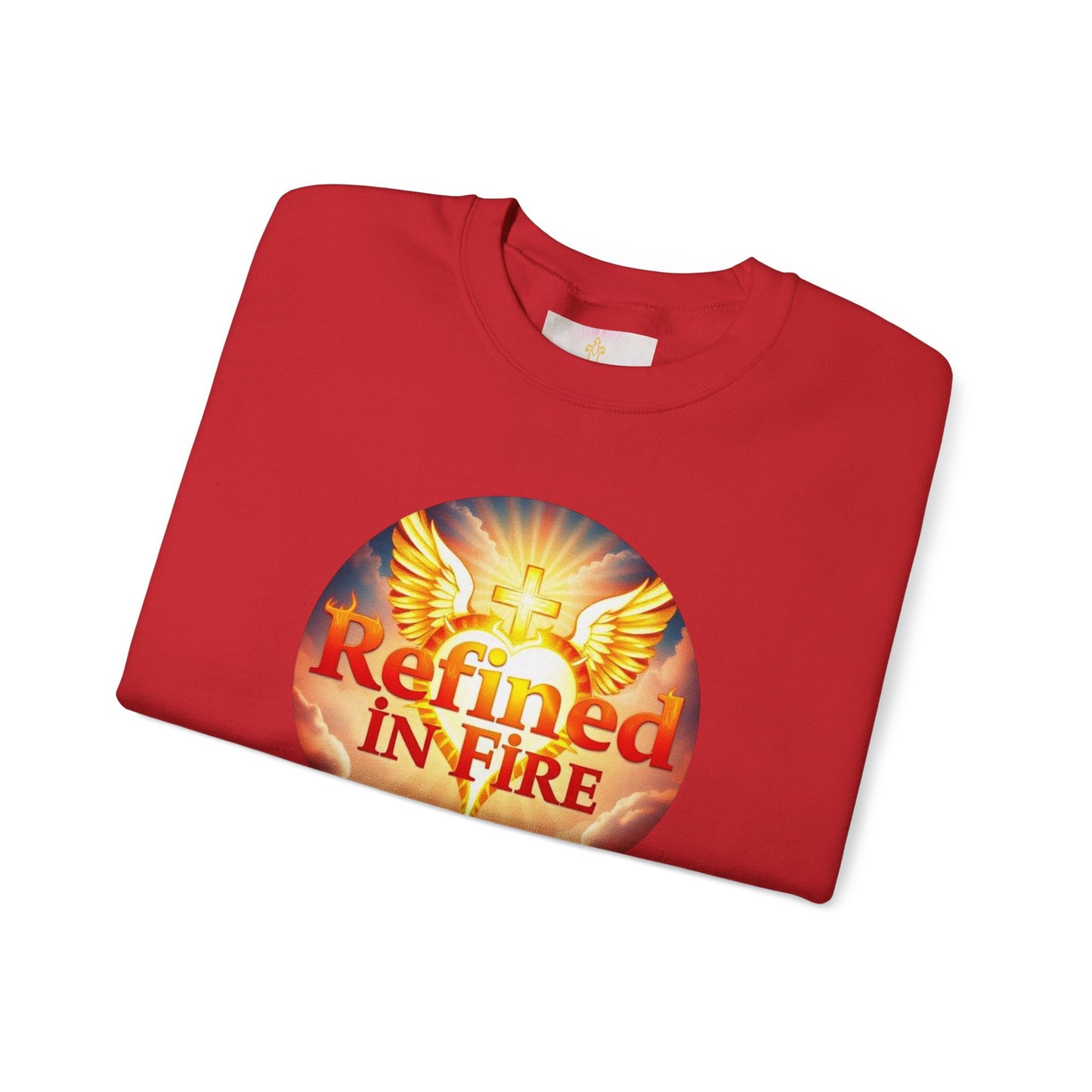 Men’s “Refined in Fire” Christian Sweatshirt – Bold Flame Design Pullover