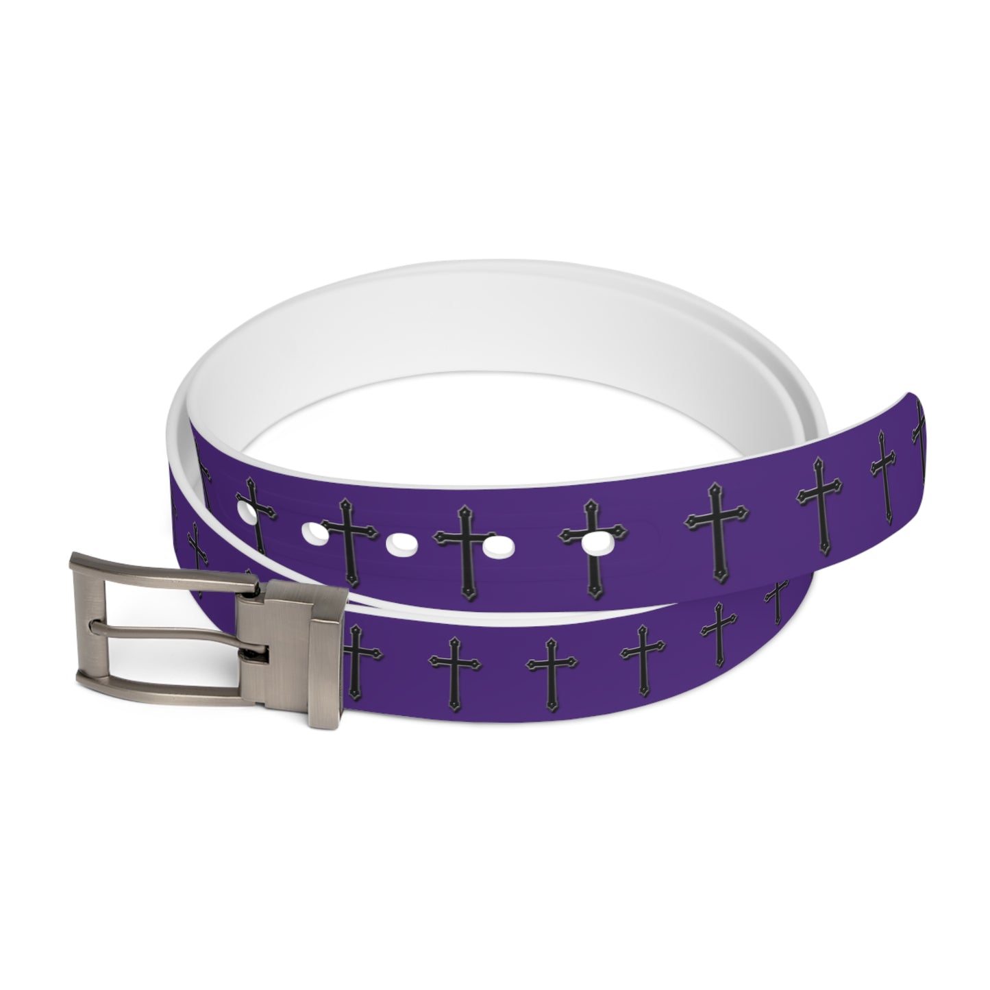 Shield of Faith Belt in Purple – Black Cross Pattern