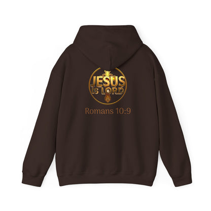 Jesus is Lord - Men's Christian Hoodie with Golden Cross