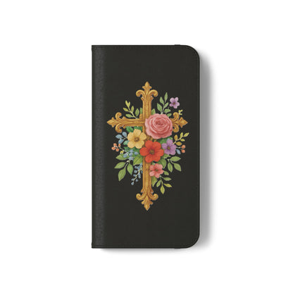 Floral Cross Wallet (black) Case for iPhone – Faith in Bloom