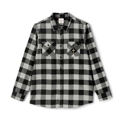 Faithful Threads – Men’s Classic Flannel Shirt with Gold Cross
