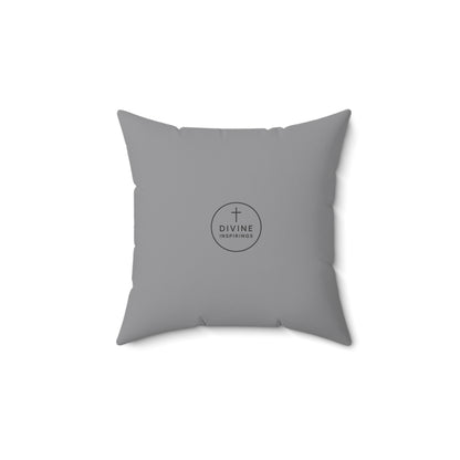 Soaring in Faith in Grey – Gold Cross & Doves Throw Pillow