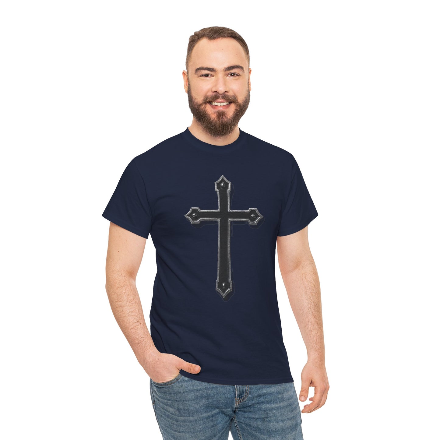 Warrior’s Cross Men’s Christian T-Shirt – Black Cross | Ephesians 6:11