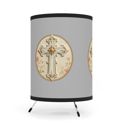 Pure Light – Ivory Cross Tripod Lamp for Faith-Filled Rooms