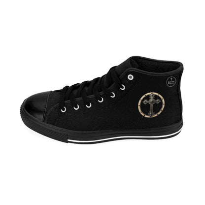 Shield of the Cross – Men’s Warrior High-Top Sneakers in Black  with Iron-Ring Emblem