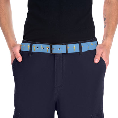 Light Belt in Blue – Gold Cross Pattern