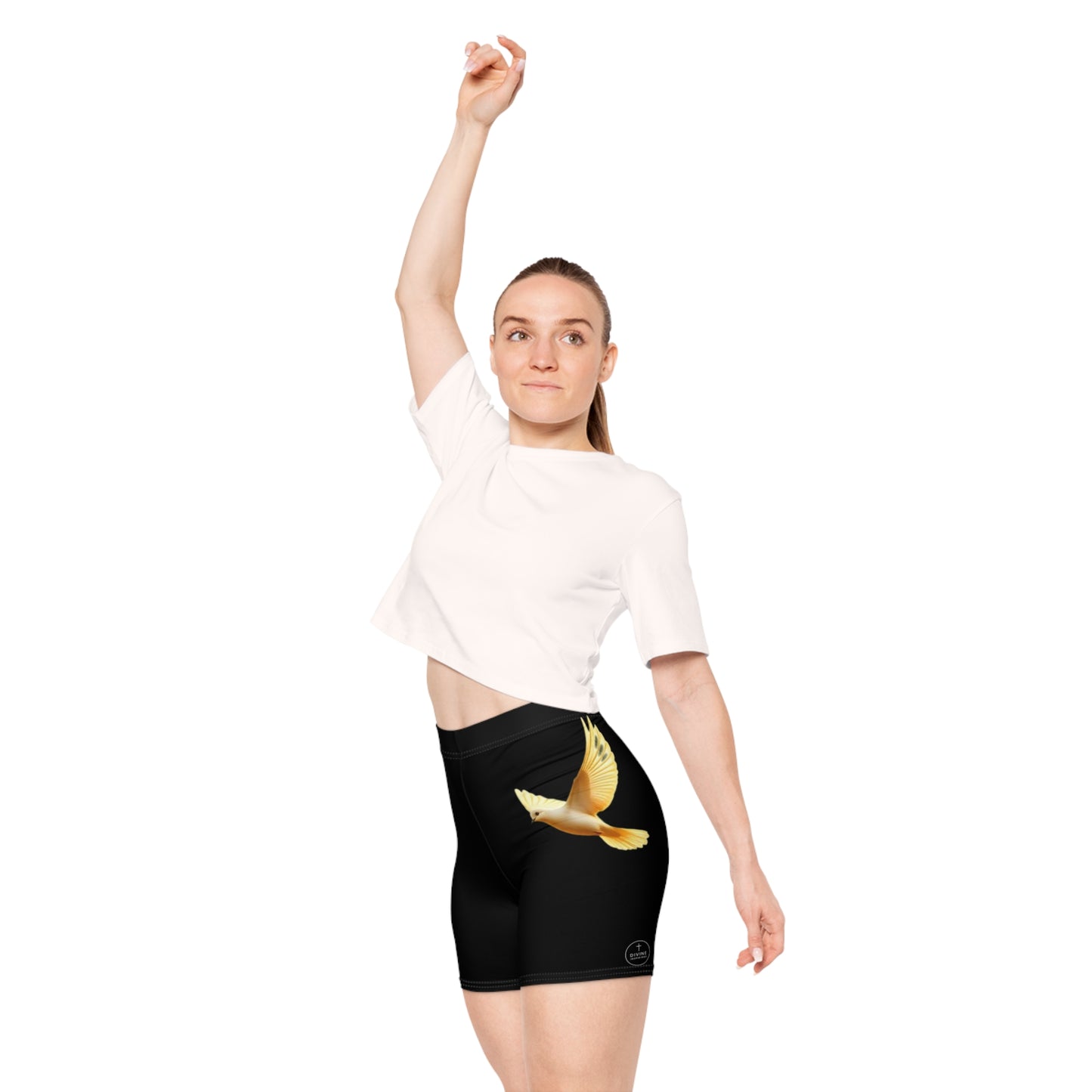 Golden Dove Women’s Biking Shorts in Black – Spirit of Peace and Power