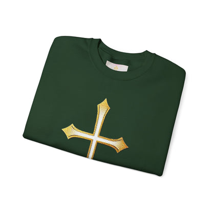 Men’s Gold Cross Sweatshirt – Bold Christian Faith Apparel