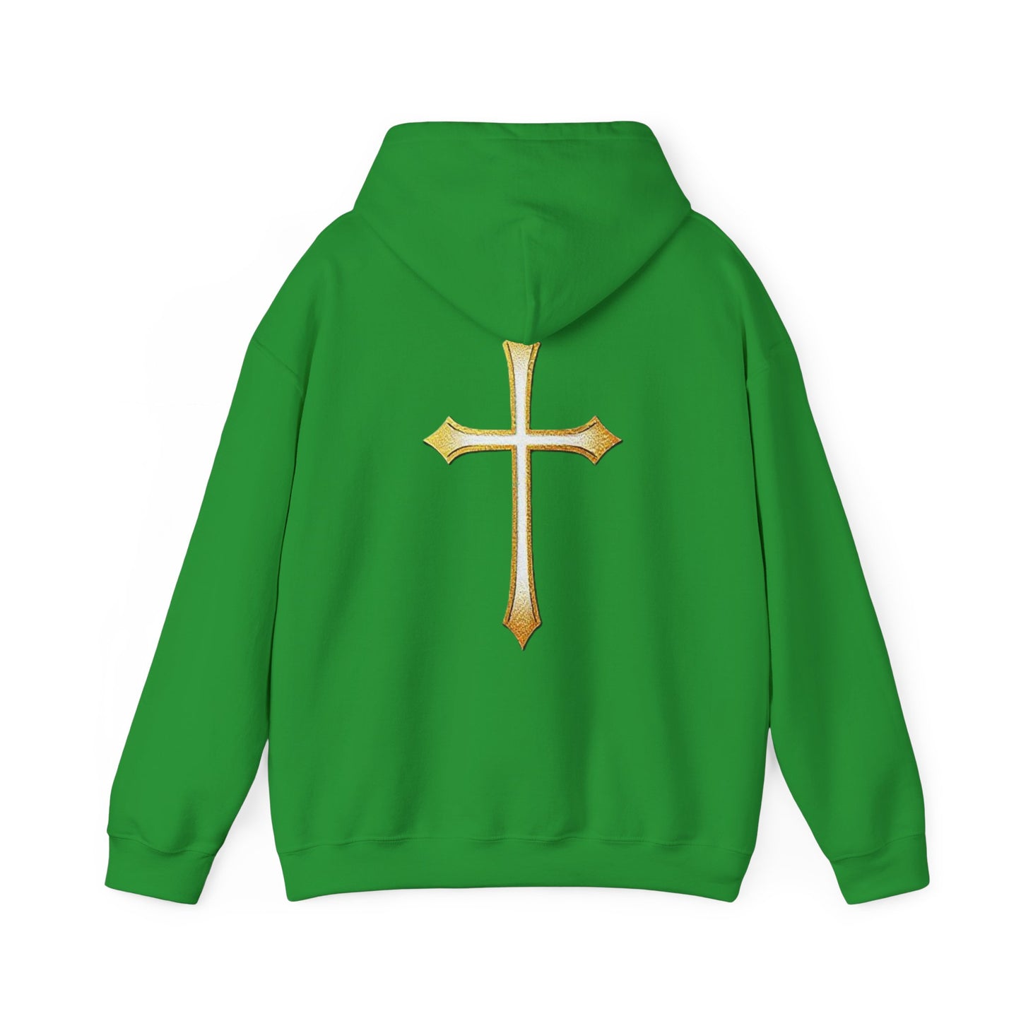 Men’s Gold Cross Hoodie – Bold Christian Faith Hoodie with Front & Back Design