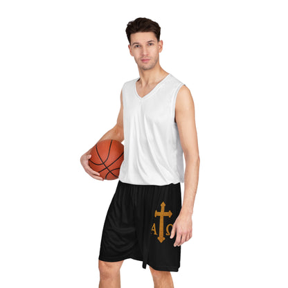 Men’s Alpha & Omega Basketball Shorts in Black – Faith-Inspired Symbolism
