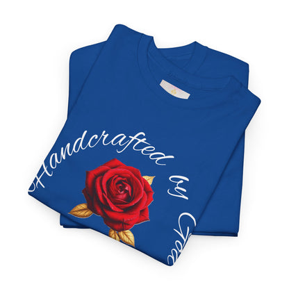 Handcrafted by God (Rose) - Woman's Christian T-Shirt (White Lettering)