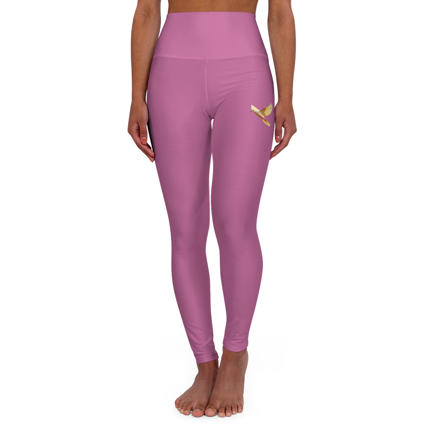 Golden Dove Women’s High-Waisted Yoga Leggings in Pink – Spirit of Peace and Power