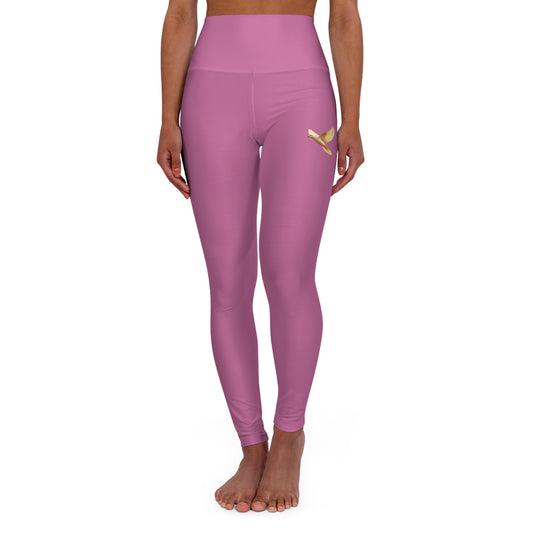 Golden Dove Women’s High-Waisted Yoga Leggings in Pink – Spirit of Peace and Power