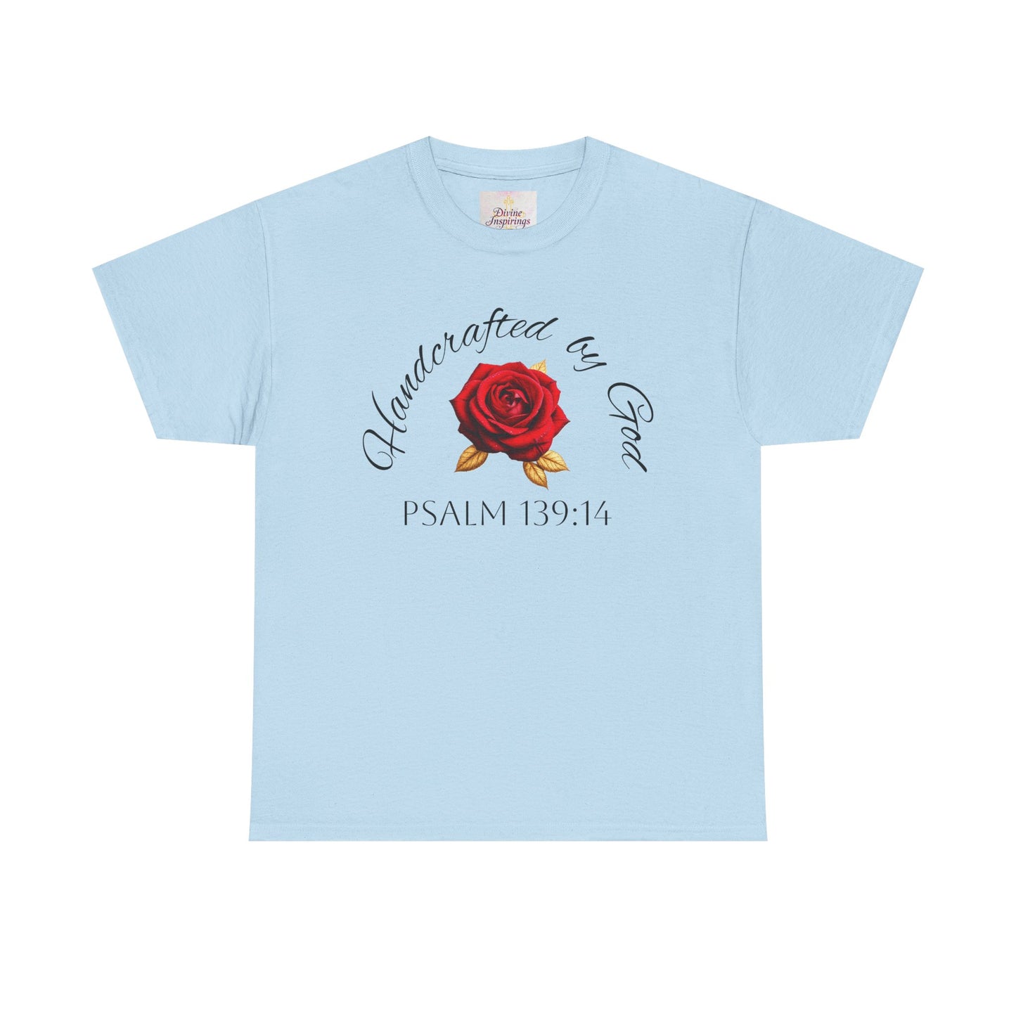 Handcrafted by God (Rose) - Woman's Christian T-Shirt (Dark Lettering)