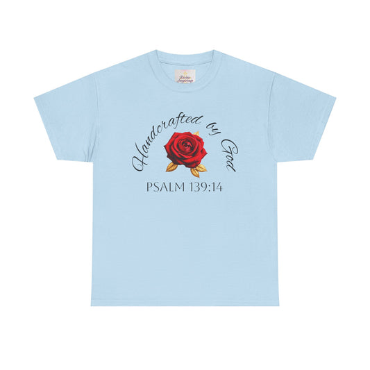 Handcrafted by God (Rose) - Woman's Christian T-Shirt (Dark Lettering)
