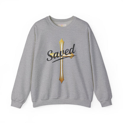 Saved Men's Sweatshirt – Christian Faith Apparel with Cross Design