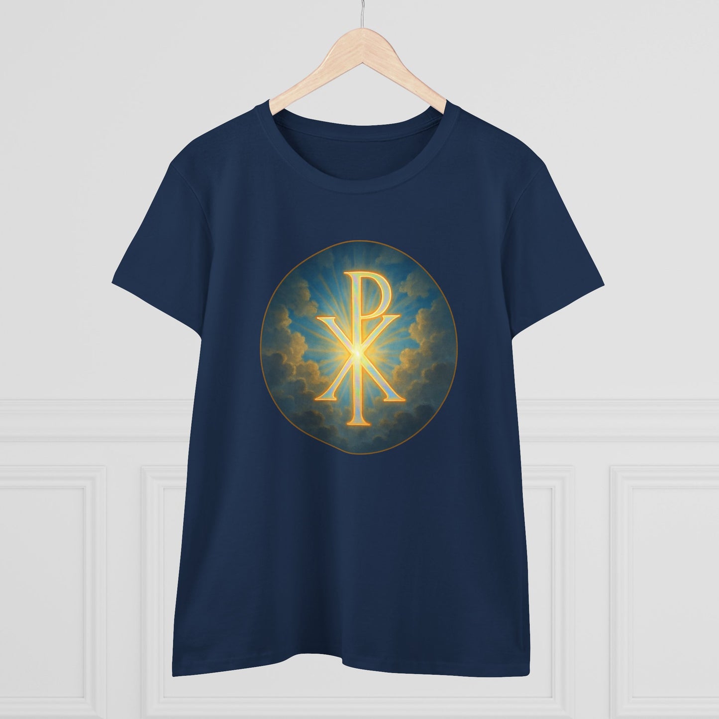 Marked by Majesty – Women’s Tee with Bold Chi Rho Emblem