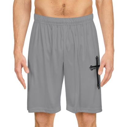 Men’s Black Cross Basketball Shorts in Dark Grey – Faith-Inspired Performance & Comfort