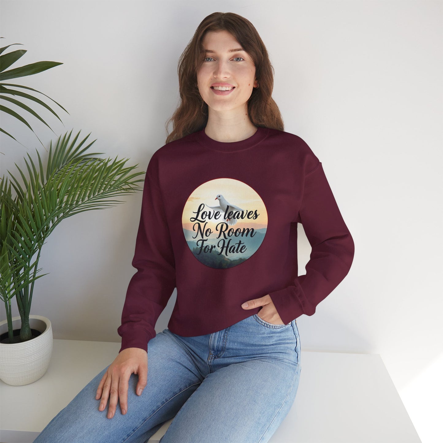 Women’s “Love Leaves No Room For Hate” Christian Sweatshirt – Bold Love Statement Pullover