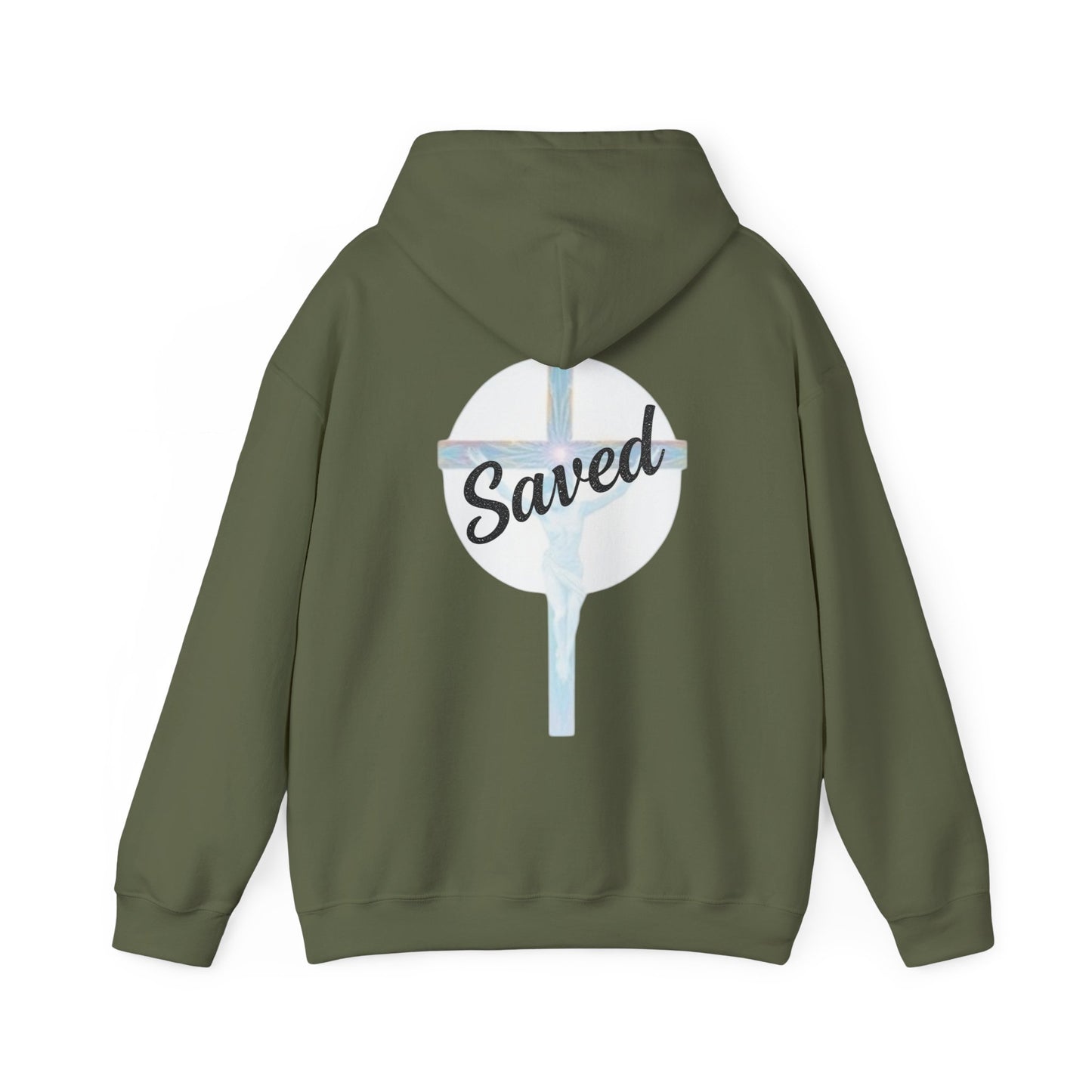 Saved in Christ – Men’s Faith Hoodie with Cross Design